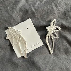 New. Lovely earrings with rhinestones. Top to bottom is 3 1/5 in. Very stylish.